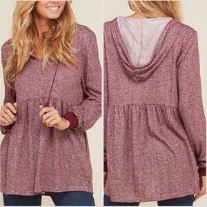 Marled Weave Empire Waist Hoodie S-3XL